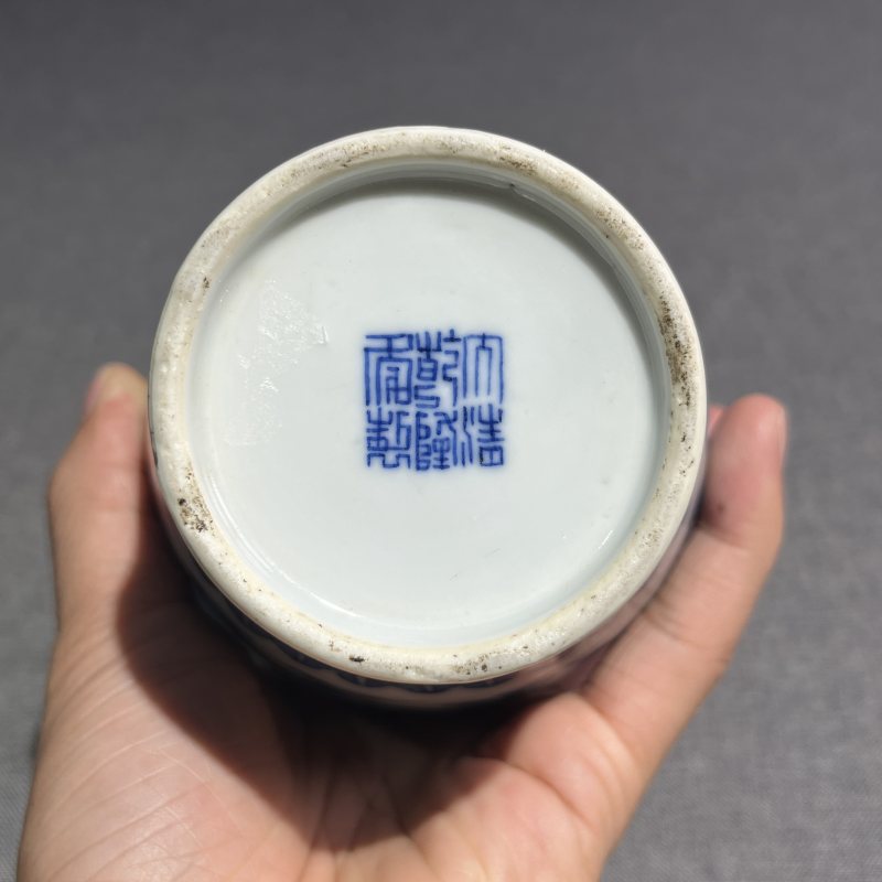 清青花花卉贯耳瓶 - 图11