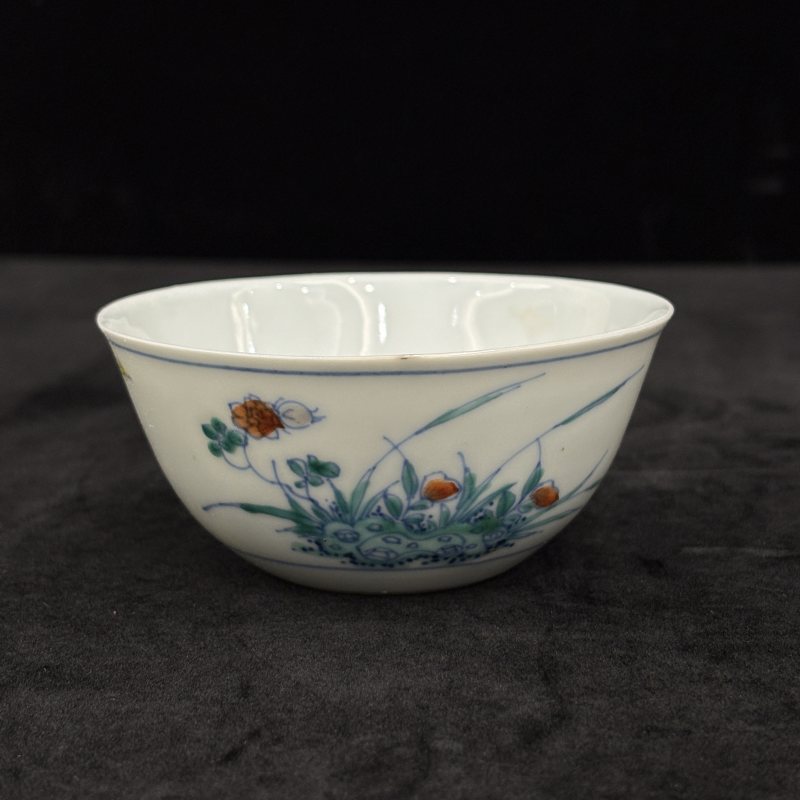 清 斗彩雄鸡图茶圆一对 - 图3
