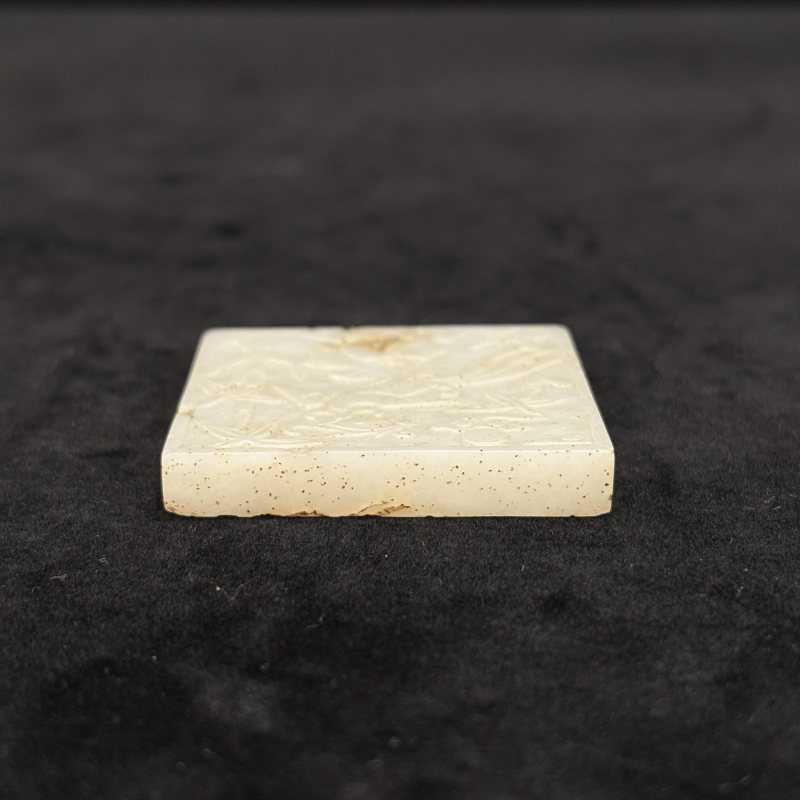 清 白玉龙 白玉雕凤纹方牌 白玉熊一组 - 图4