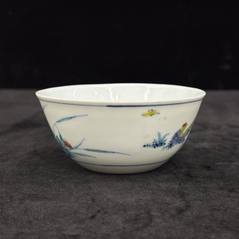 清 斗彩雄鸡图茶圆一对 - 图4