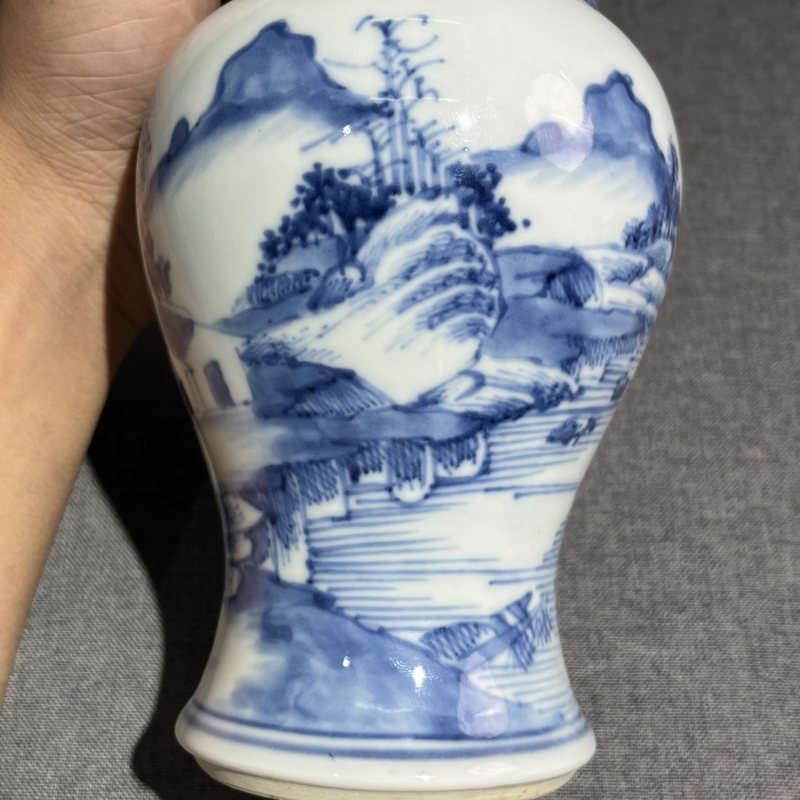 清康熙青花山水风景凤尾尊 - 图7