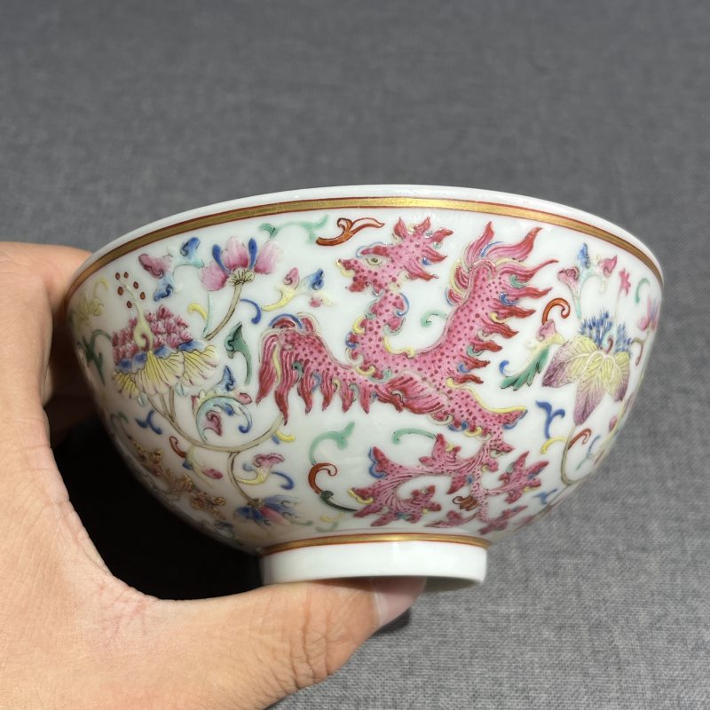 清光绪粉彩凤纹碗 - 图4