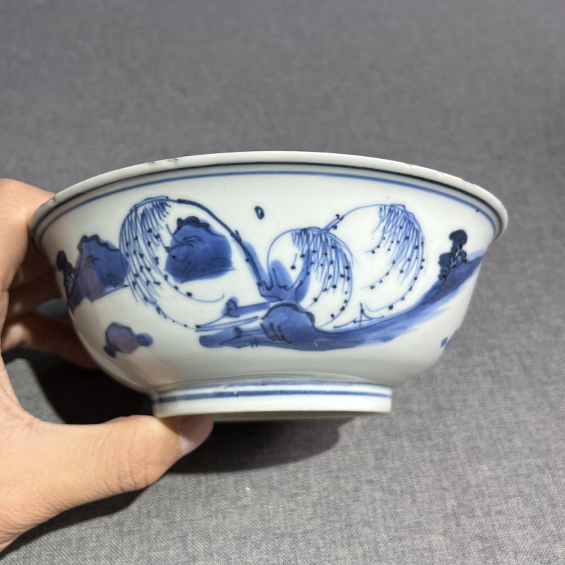 明天启青花人物故事浅碗 - 图4