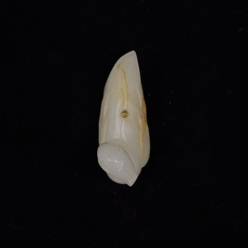 清 白玉留皮鹅摆件 - 图6