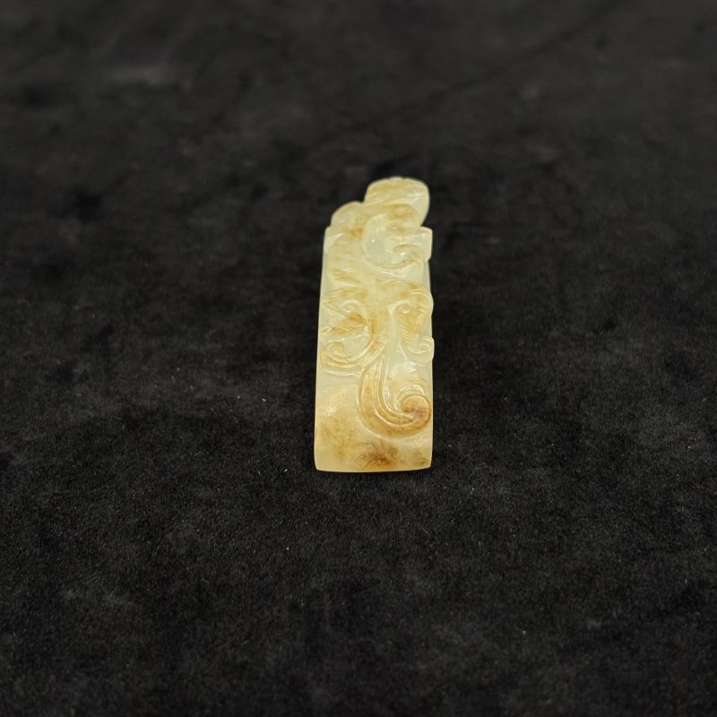 清 白玉瑞兽挂件 白玉留皮螭龙剑彘两件 - 图12
