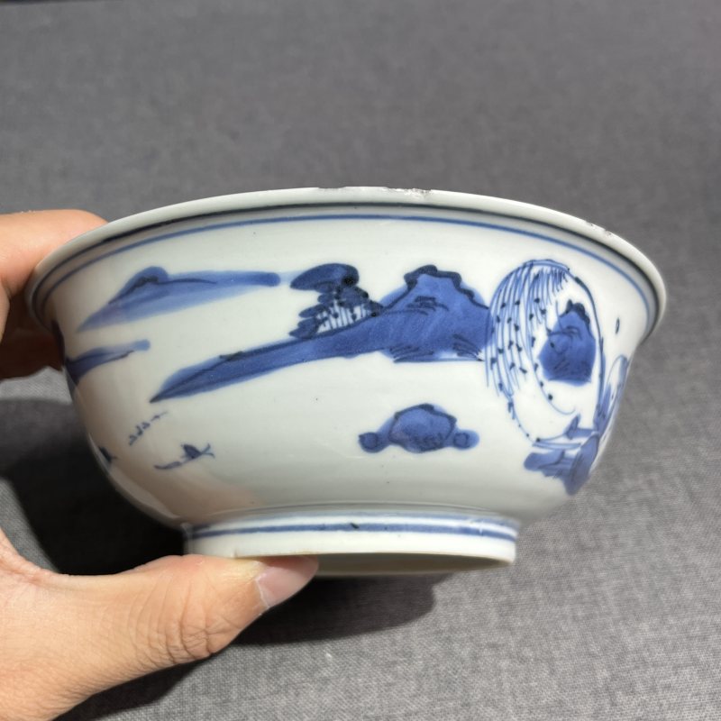 明天启青花人物故事浅碗 - 图5