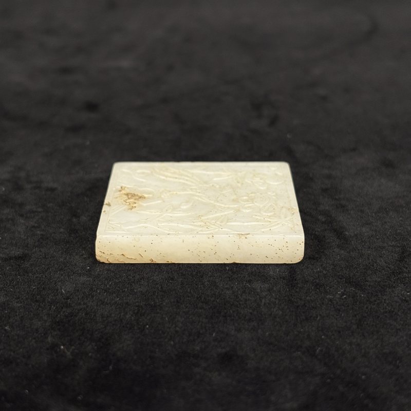 清 白玉龙 白玉雕凤纹方牌 白玉熊一组 - 图7