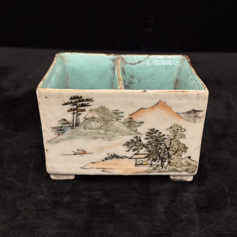 清 粉彩花卉纹画隔碟 浅绛花鸟纹画隔碟两件 - 图8