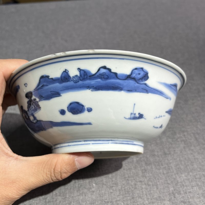 明天启青花人物故事浅碗 - 图6