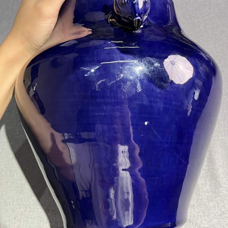 清康熙茄皮紫釉兽耳尊 - 图14