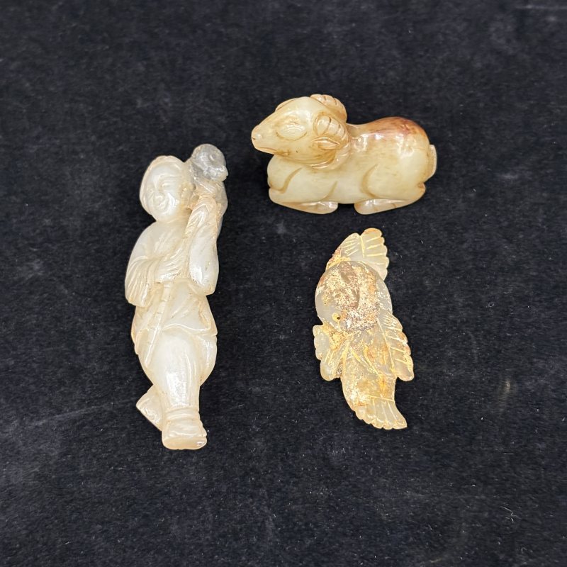 清 白玉羊 白玉仕女 白玉凤一组 - 图2