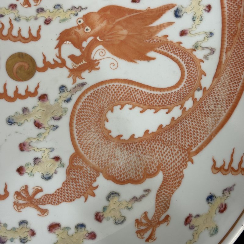 清 粉彩龙凤纹盘 - 图3