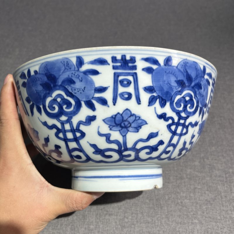 清康熙青花花果纹碗 - 图4