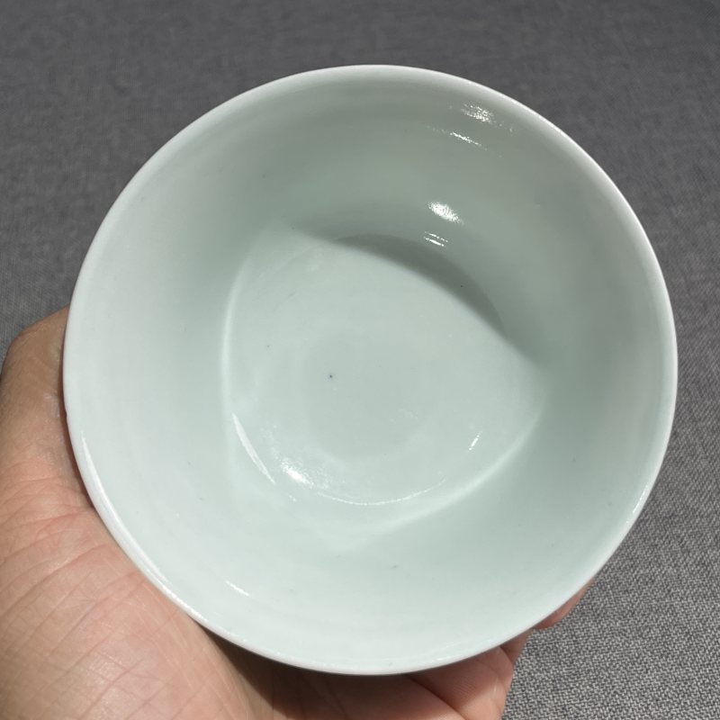 清中期青花诗文茶圆一对 - 图14