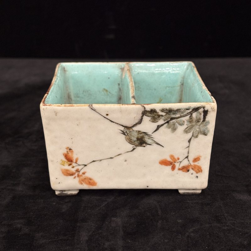 清 粉彩花卉纹画隔碟 浅绛花鸟纹画隔碟两件 - 图10