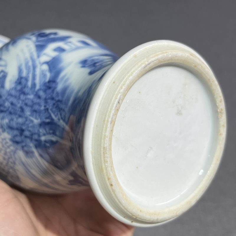 清康熙青花山水风景凤尾尊 - 图12