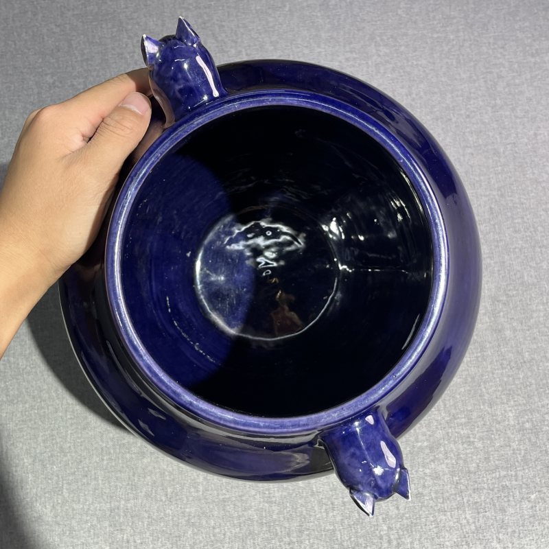 清康熙茄皮紫釉兽耳尊 - 图16