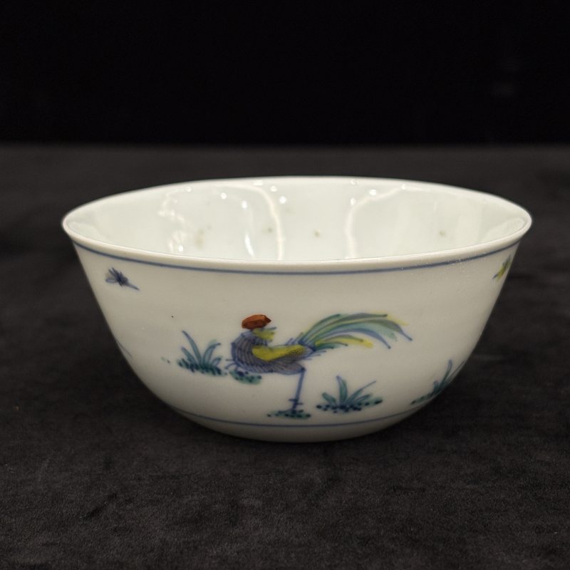 清 斗彩雄鸡图茶圆一对 - 图10