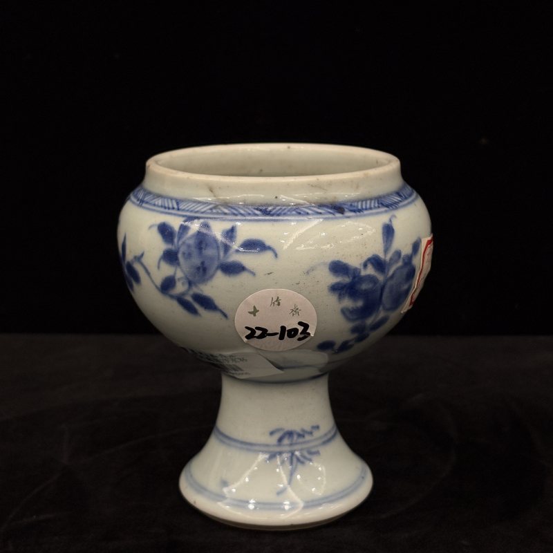 清 青花三多纹净水杯 - 图3