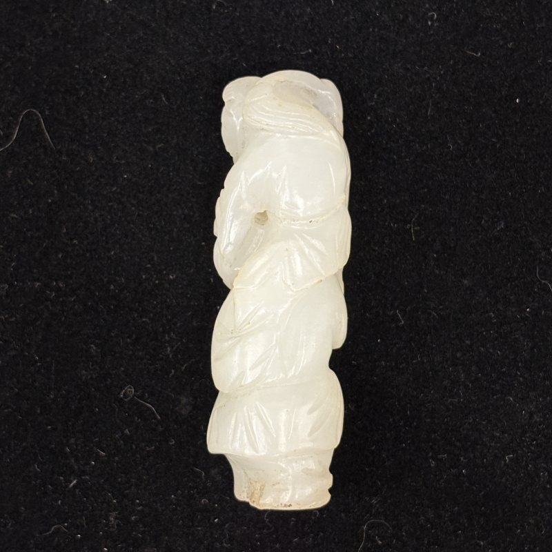 清 白玉双童子挂件 - 图4