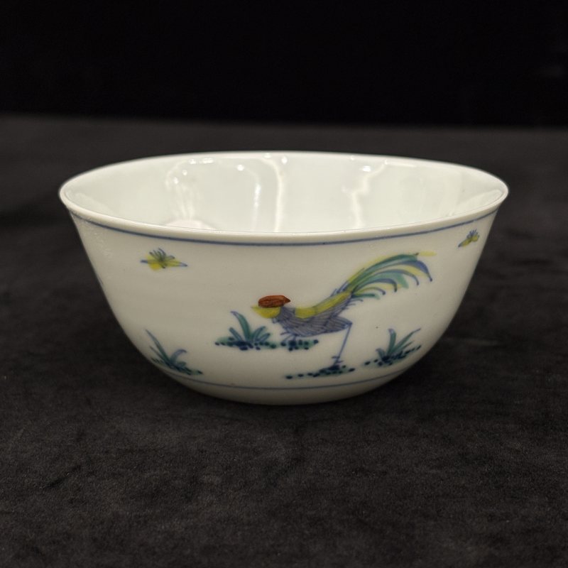 清 斗彩雄鸡图茶圆一对 - 图11