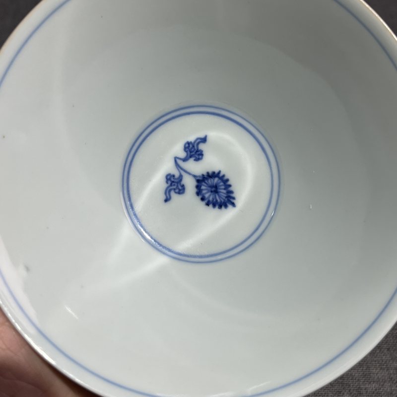 清雍正青花淡描凤纹斗笠盏 - 图7
