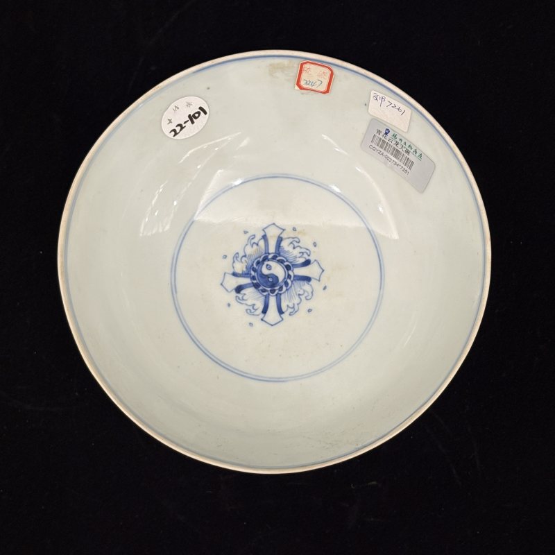 清 粉彩花卉纹碗 青花龙马纹碗两件 - 图9
