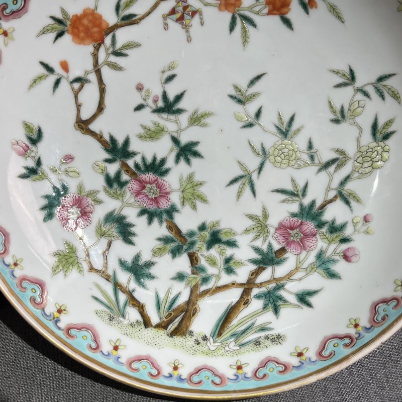 清光绪粉彩花卉纹盘 - 图5