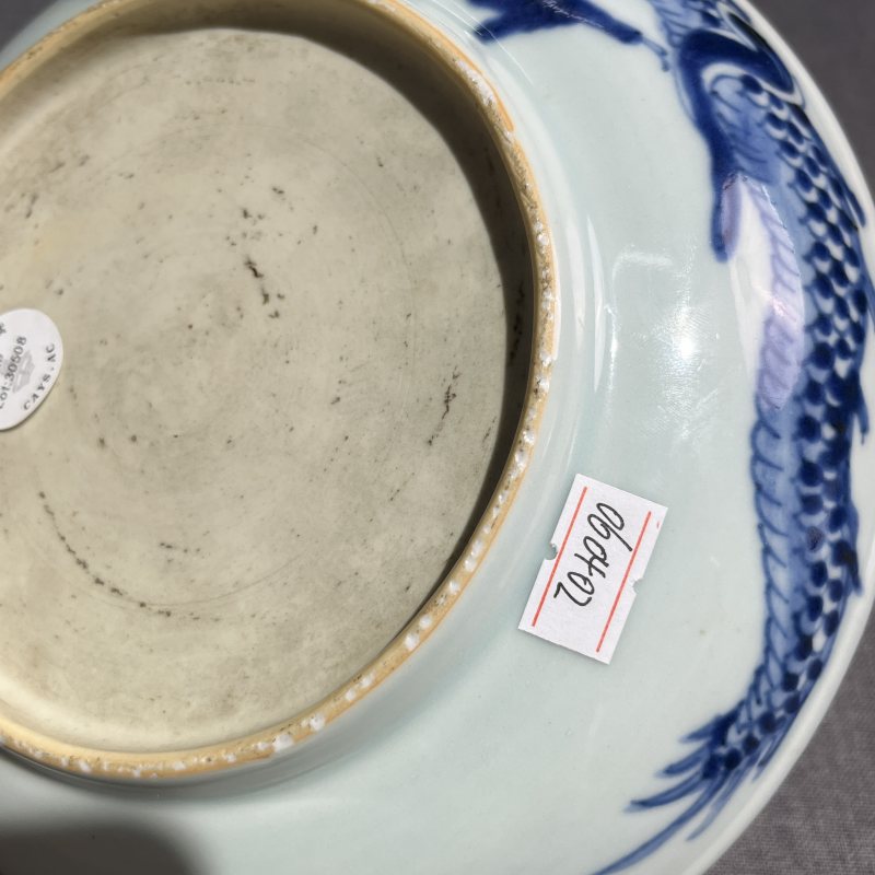 清雍正青花过墙龙纹盘 - 图12