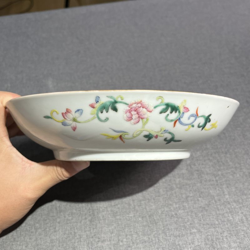 清光绪粉彩花卉纹盘 - 图8