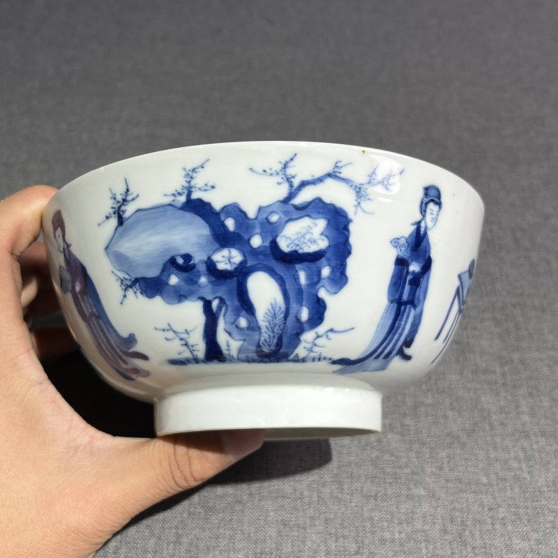 清康熙青花人物故事碗 - 图5