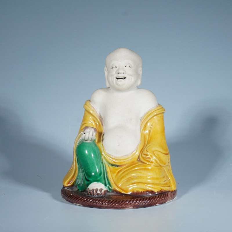 清康熙素三彩人物摆件