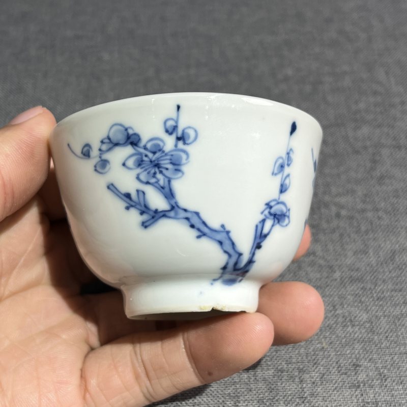 清康熙青花花卉纹茶圆 - 图4