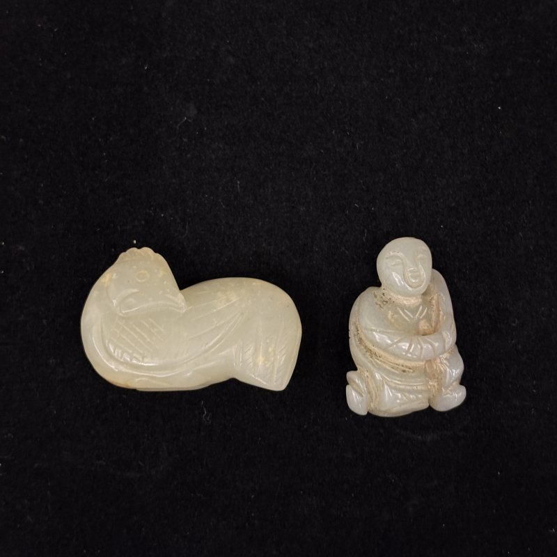 清 白玉童子 白玉鸡两件 - 图2