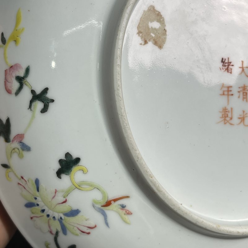 清光绪粉彩花卉纹盘 - 图10