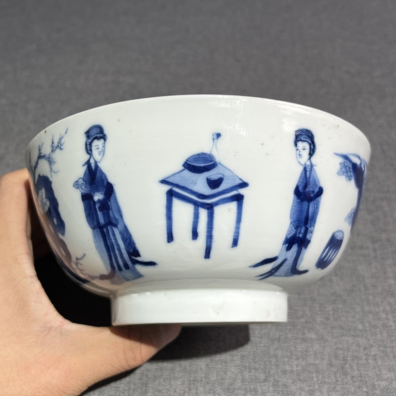 清康熙青花人物故事碗 - 图6