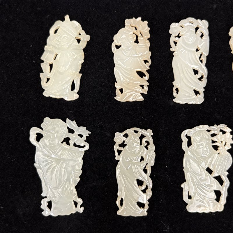 清 白玉人物花片一组 - 图5