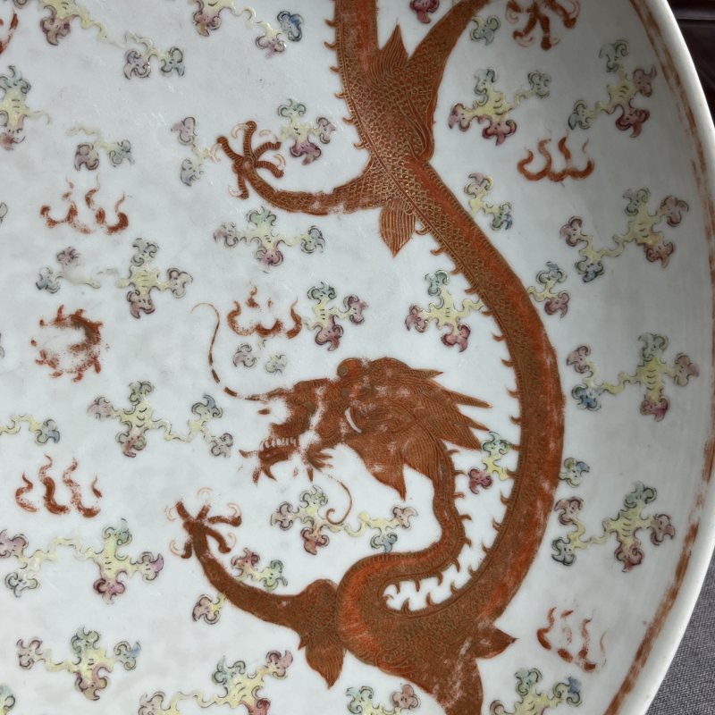 清光绪粉彩龙凤纹大盘 - 图7