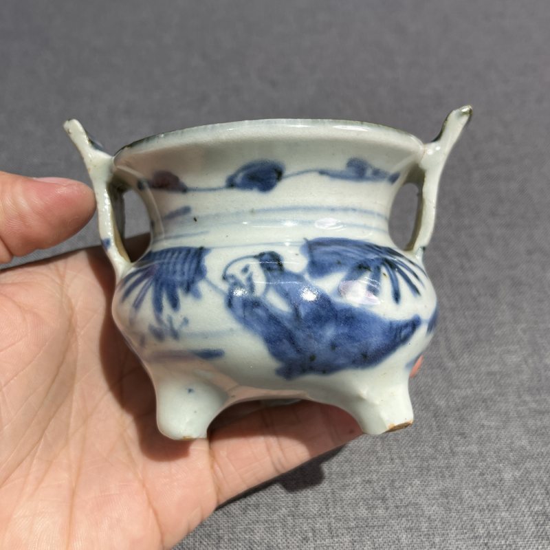 明万历青花人物故事冲耳炉 - 图7