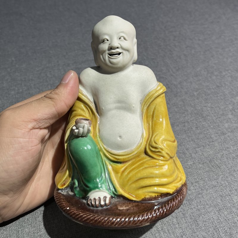 清康熙素三彩人物摆件 - 图4