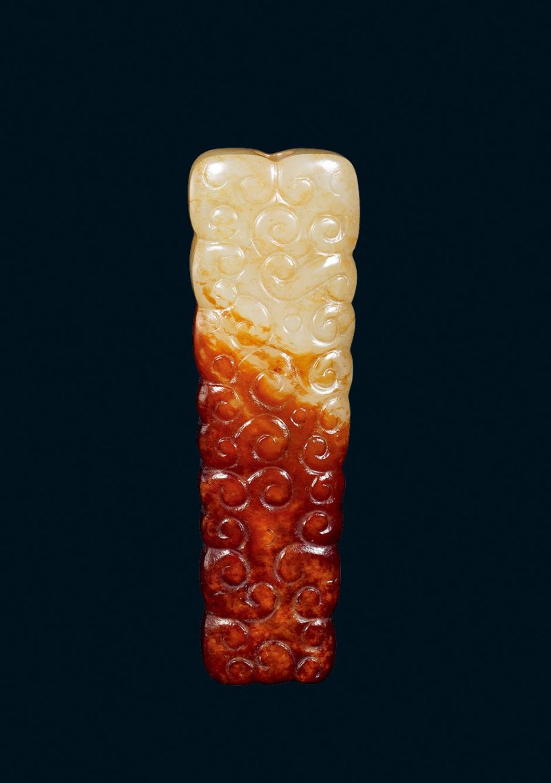 清 白玉龙纹勒子