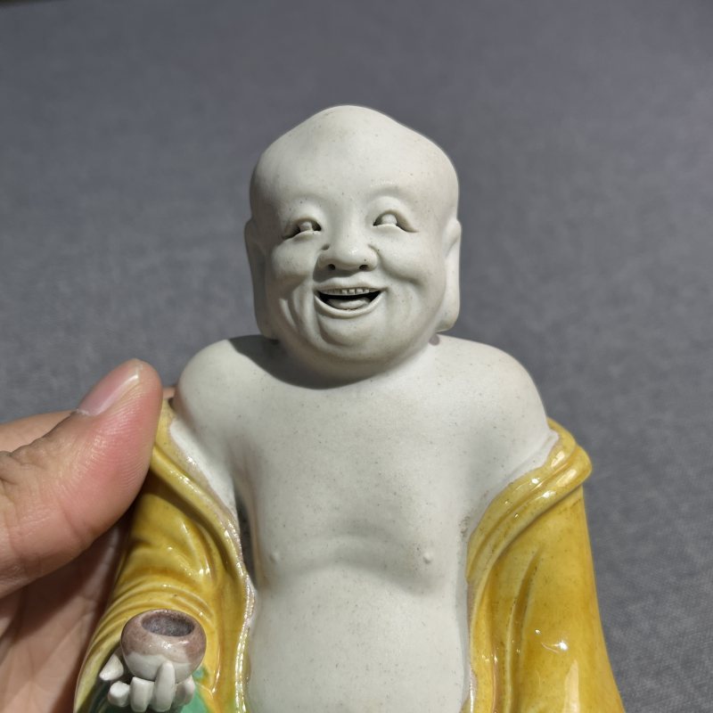 清康熙素三彩人物摆件 - 图5