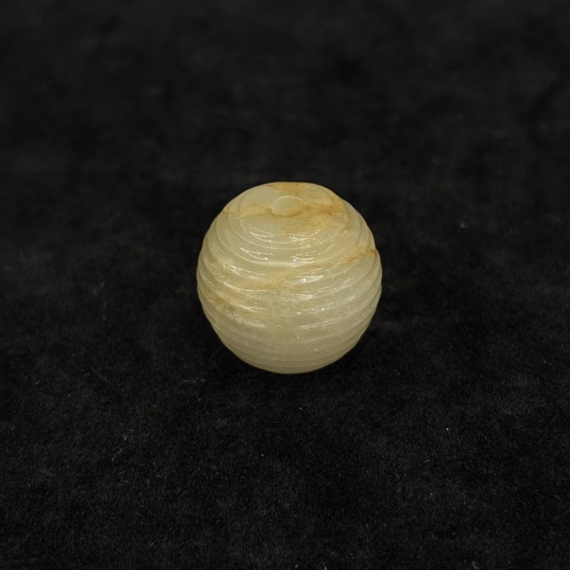 清 白玉挂件 白玉弦纹珠两件 - 图3