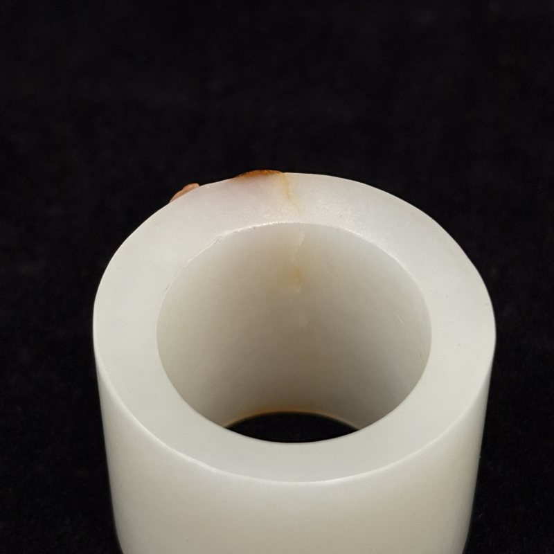 清 白玉留皮花鸟纹扳指 - 图8