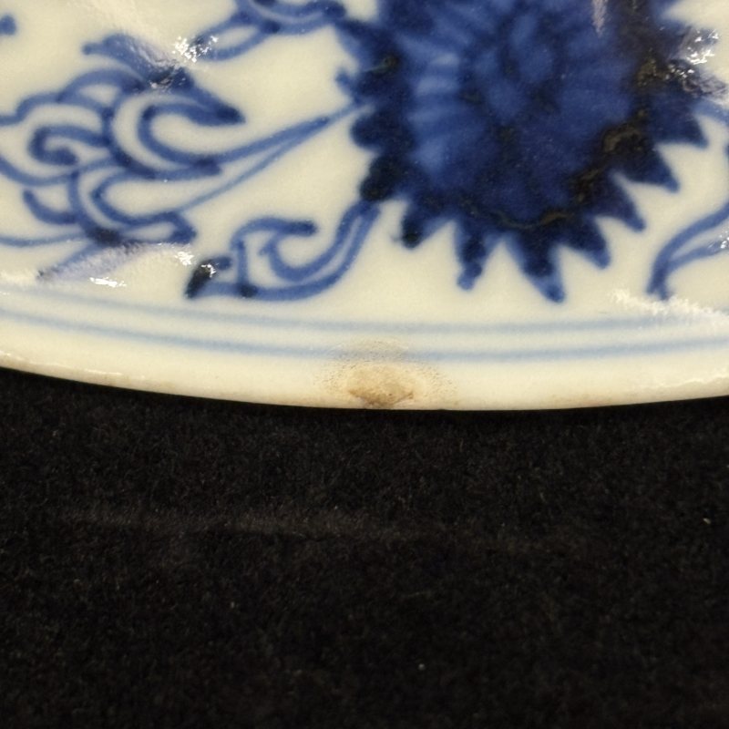 清 青花凤穿牡丹纹盘一对 - 图17