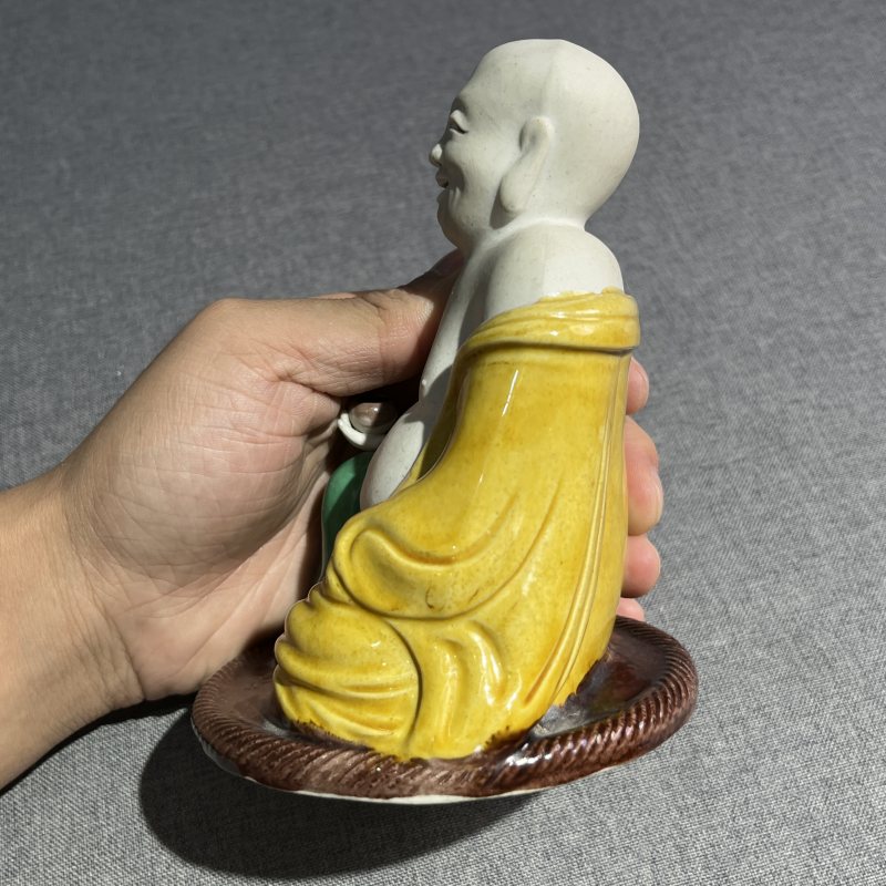 清康熙素三彩人物摆件 - 图7