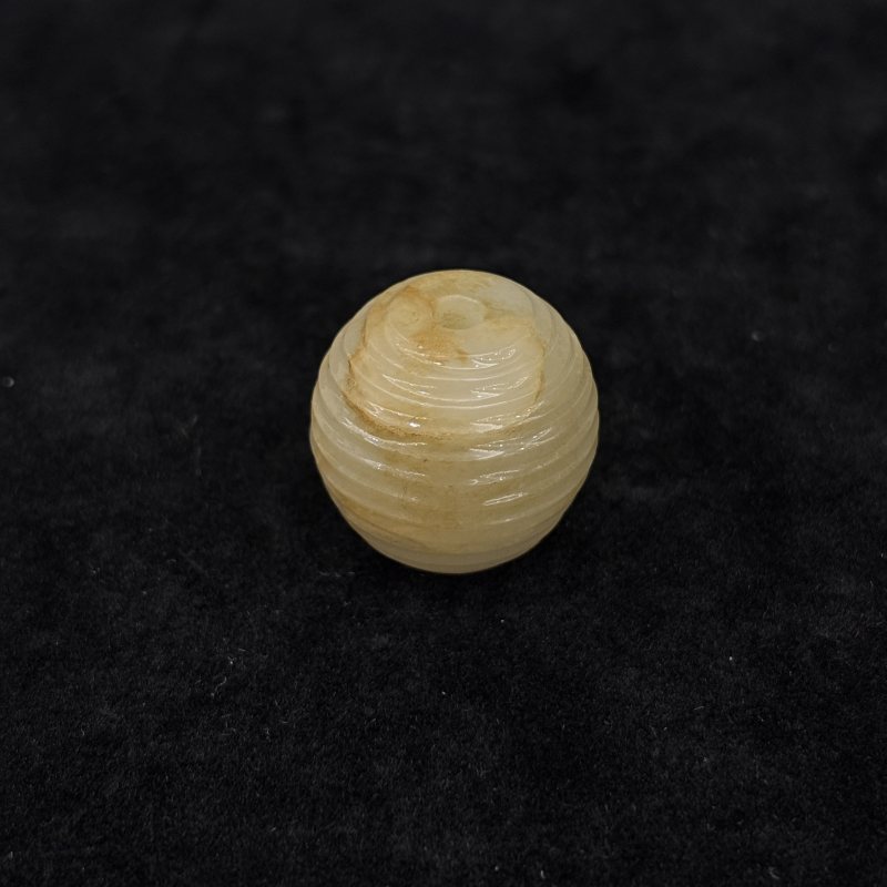 清 白玉挂件 白玉弦纹珠两件 - 图5