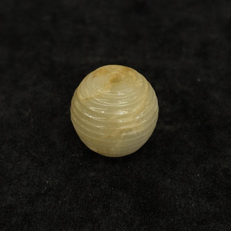 清 白玉挂件 白玉弦纹珠两件 - 图6