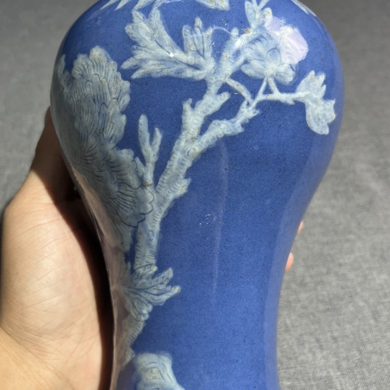 清乾隆祭蓝花卉梅瓶 - 图6