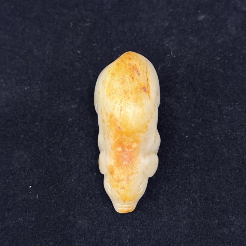 清 白玉留皮猪 白玉瑞兽两件 - 图7